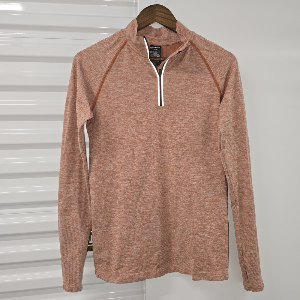 PINK Active Quarter Zip Pullover Womens‎ M Peach Space Dye Athletic